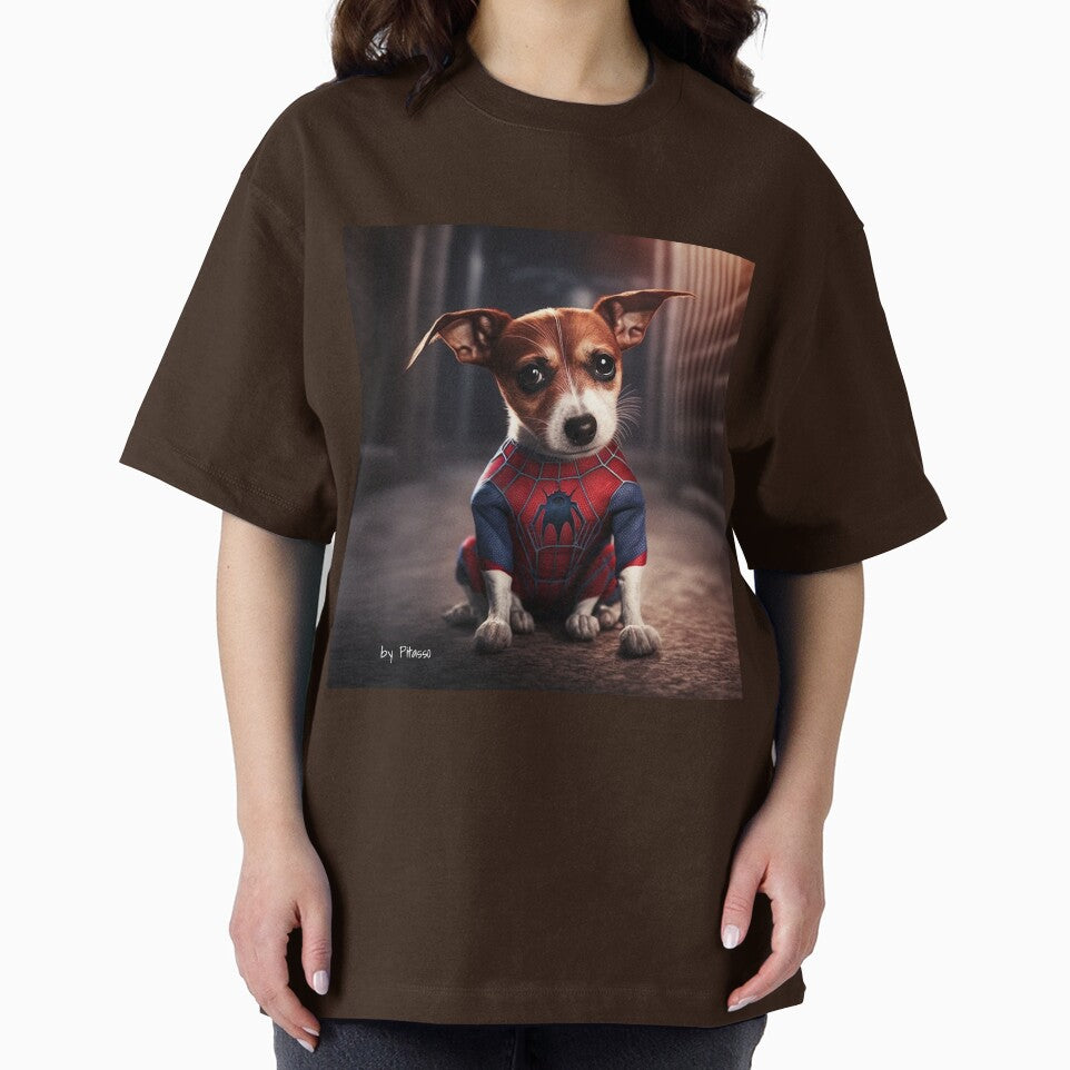 Cute dog wearing a spiderman costume - Jack Russel Terrier spiderman Retro Style Tee