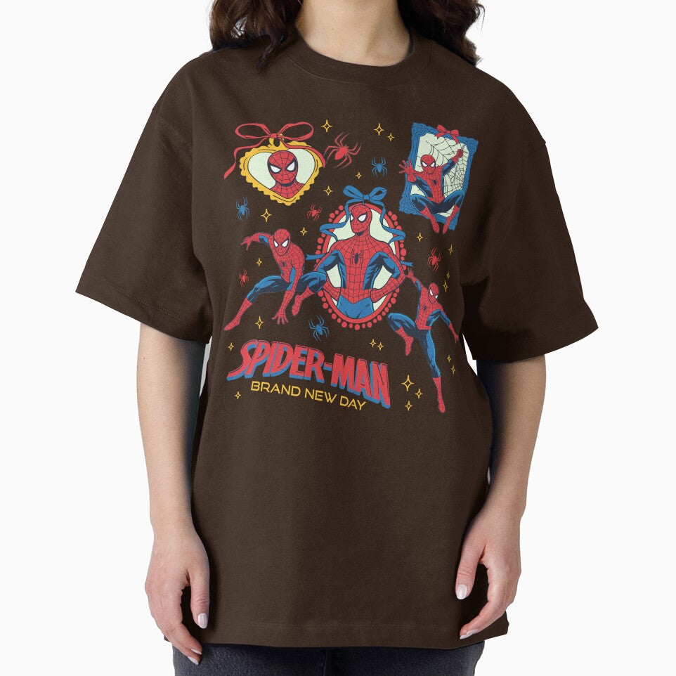 Comic Style Web Hero Collage With Bow Frame Design Graphic T-Shirt