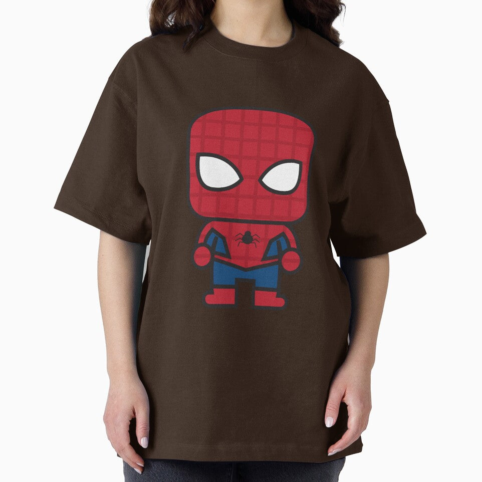Cute Web Hero Chibi ÿ Kawaii Masked Superhero Cartoon | Minimal Comic Style Design Graphic T-Shirt