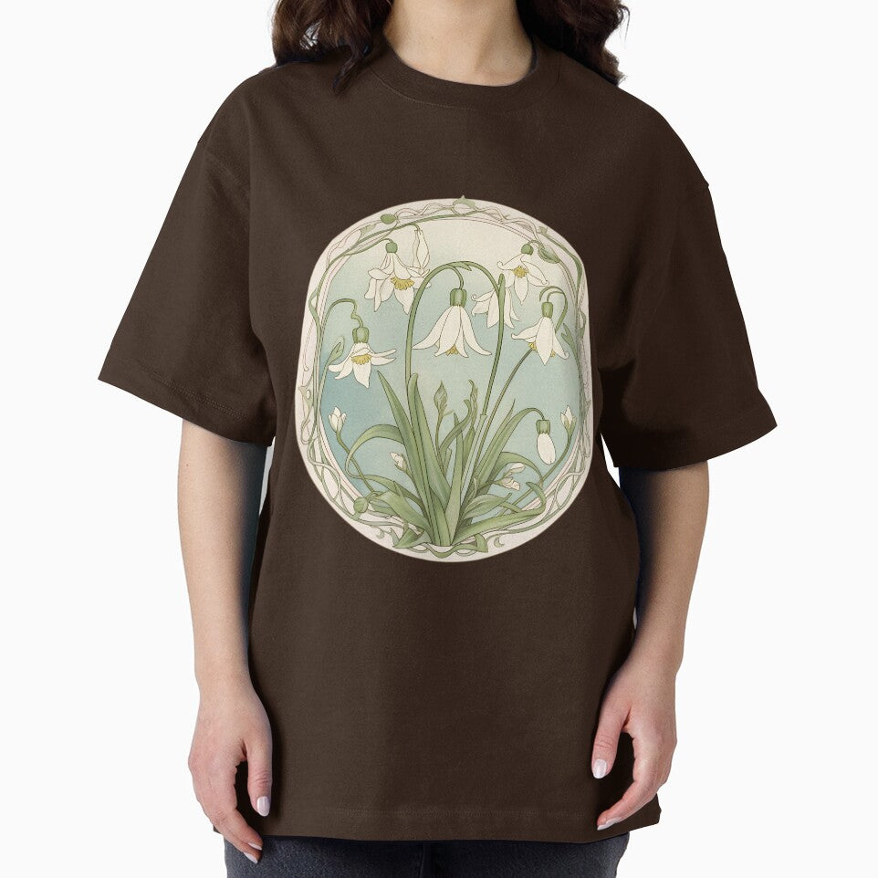 Art Nouveau Inspired Blooming Spring Snowdrops Retro Style Tee
