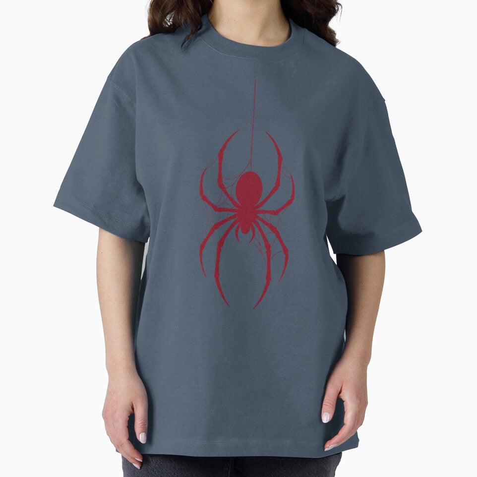 Crimson Hanging Spider Silhouette Gothic Web Art - Spider Man Brand New Day Casual Print T-Shirt