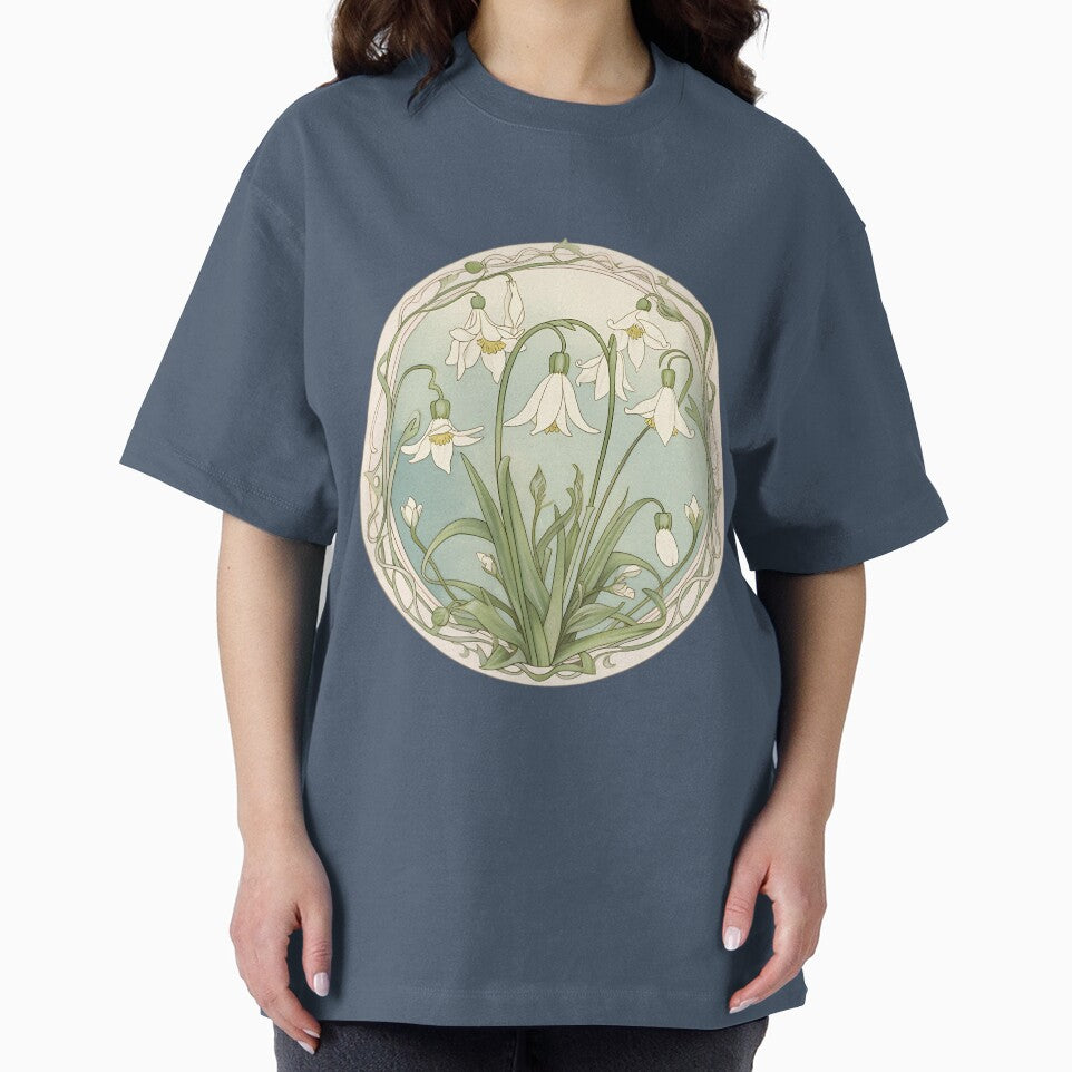 Art Nouveau Inspired Blooming Spring Snowdrops Retro Style Tee