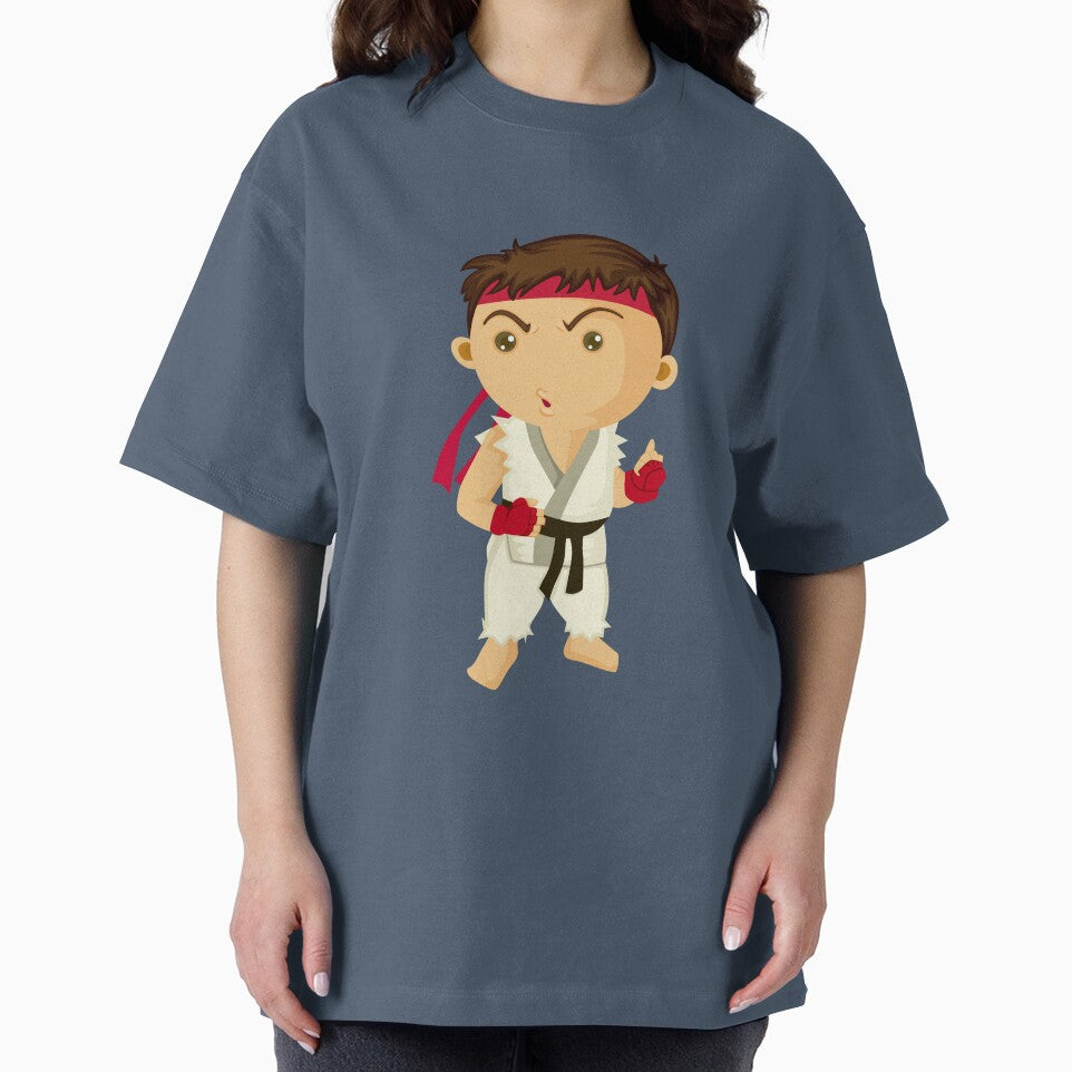 Cute Chibi Street Fighter Martial Artist Sticker | Kawaii Fighting Game Character Retro Style Tee