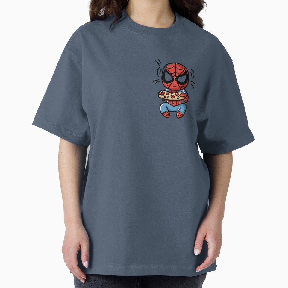 Baby Spidey Munching Pizza - Trendy Hilarious Comic Spider Art Eating Food Meme Cartoon Costume Vintage-Inspired T-Shirt