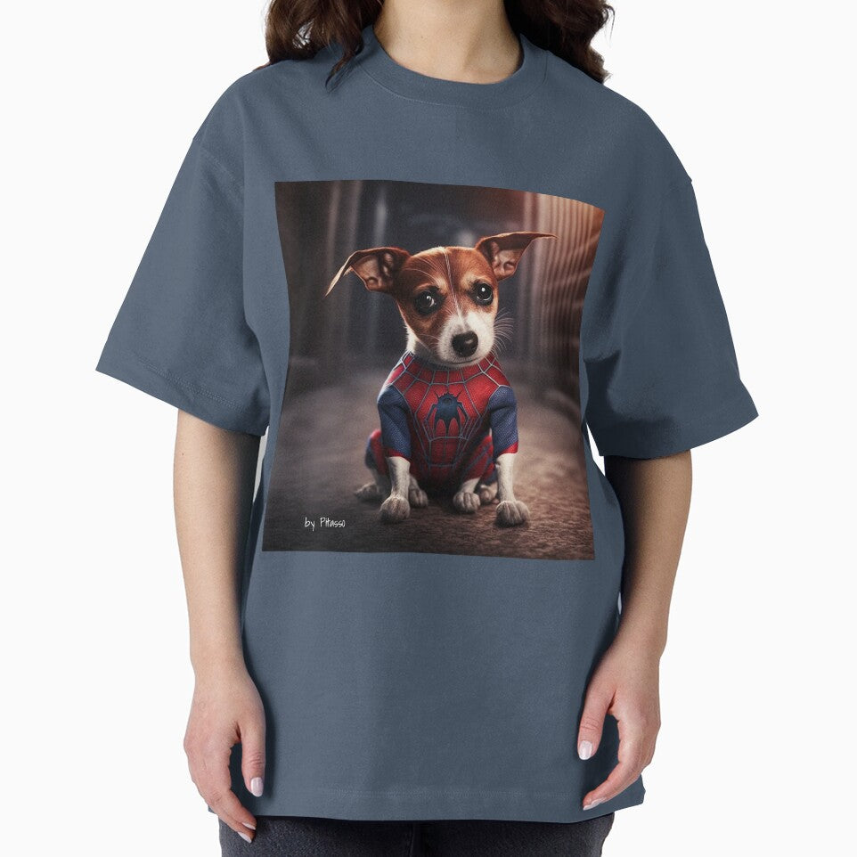 Cute dog wearing a spiderman costume - Jack Russel Terrier spiderman Retro Style Tee
