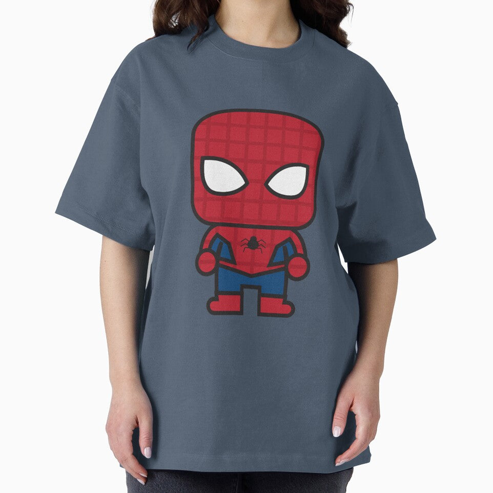 Cute Web Hero Chibi ÿ Kawaii Masked Superhero Cartoon | Minimal Comic Style Design Graphic T-Shirt