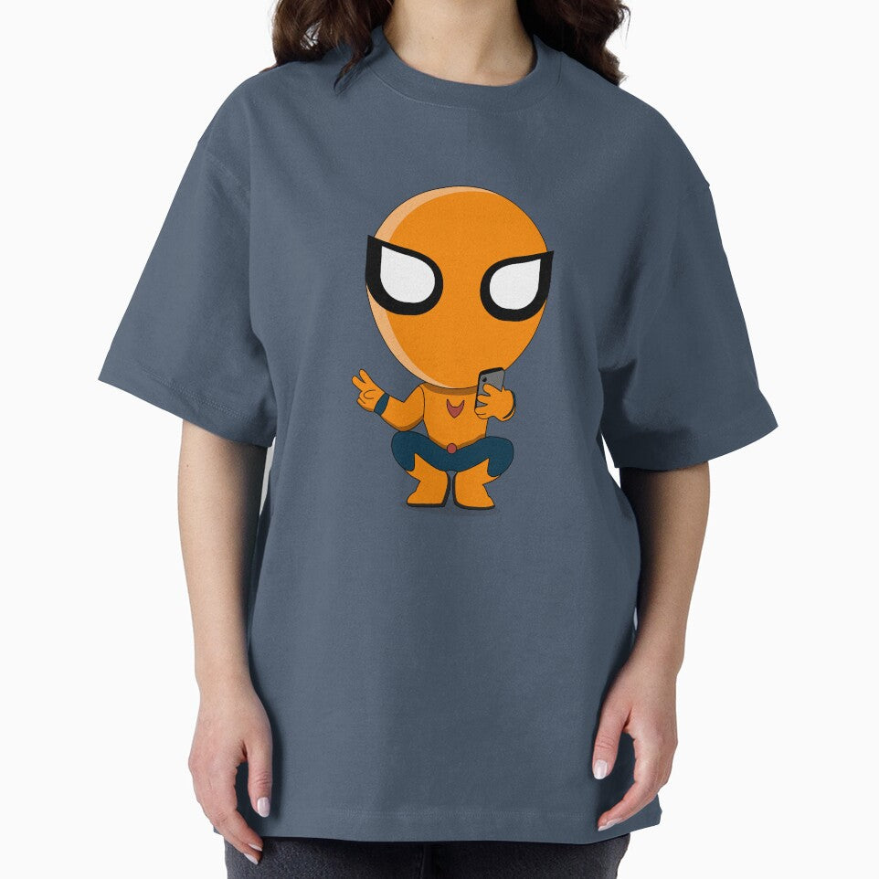 Cute Orange Superhero Mascot Sticker | Chibi Cartoon Hero Character | Cute Orange Superhero Mascot Cartoon Sticker | Chibi Comic Character Graphic T-Shirt