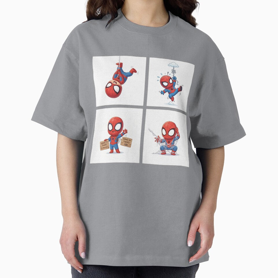 Cute Web Hero Motivational Set | Hang In There Cartoon Superhero | Funny Chibi Character Bundle Retro Style Tee