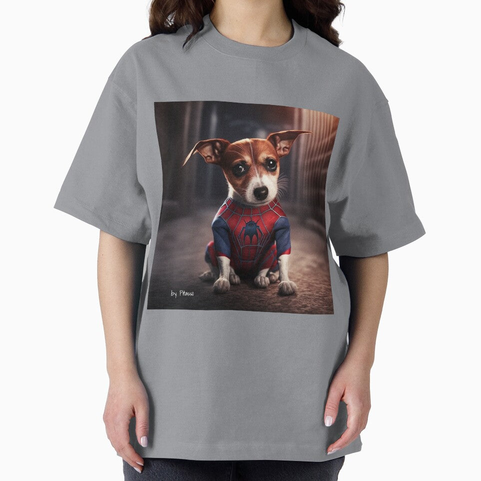Cute dog wearing a spiderman costume - Jack Russel Terrier spiderman Retro Style Tee