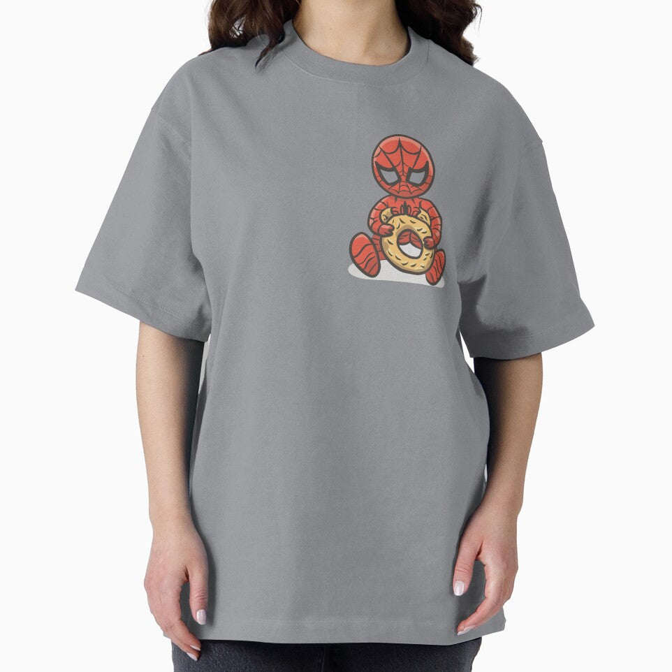 Baby Spider Bagel Break - Trendy Hilarious Comic Spider Art Eating Food Meme Cartoon Costume Retro Style Tee