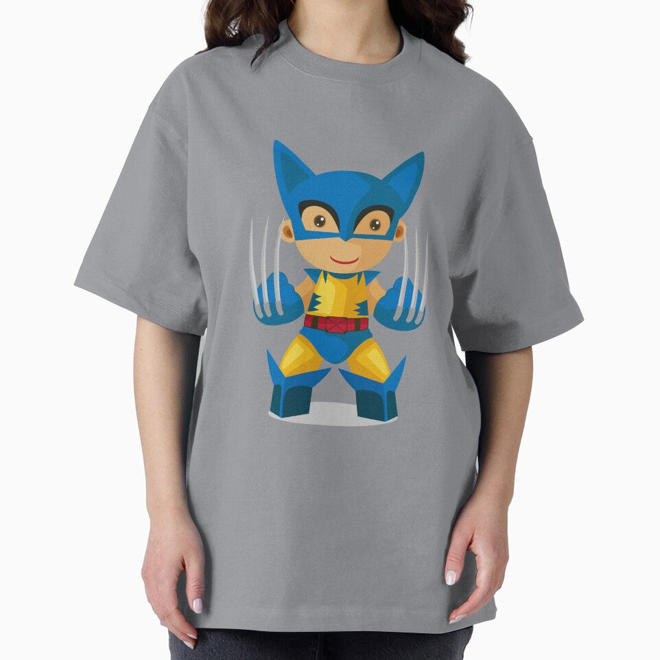 Cute Chibi Wolverine Superhero Cartoon Sticker | Adorable Comic Hero Vector Art Classic Graphic Shirt