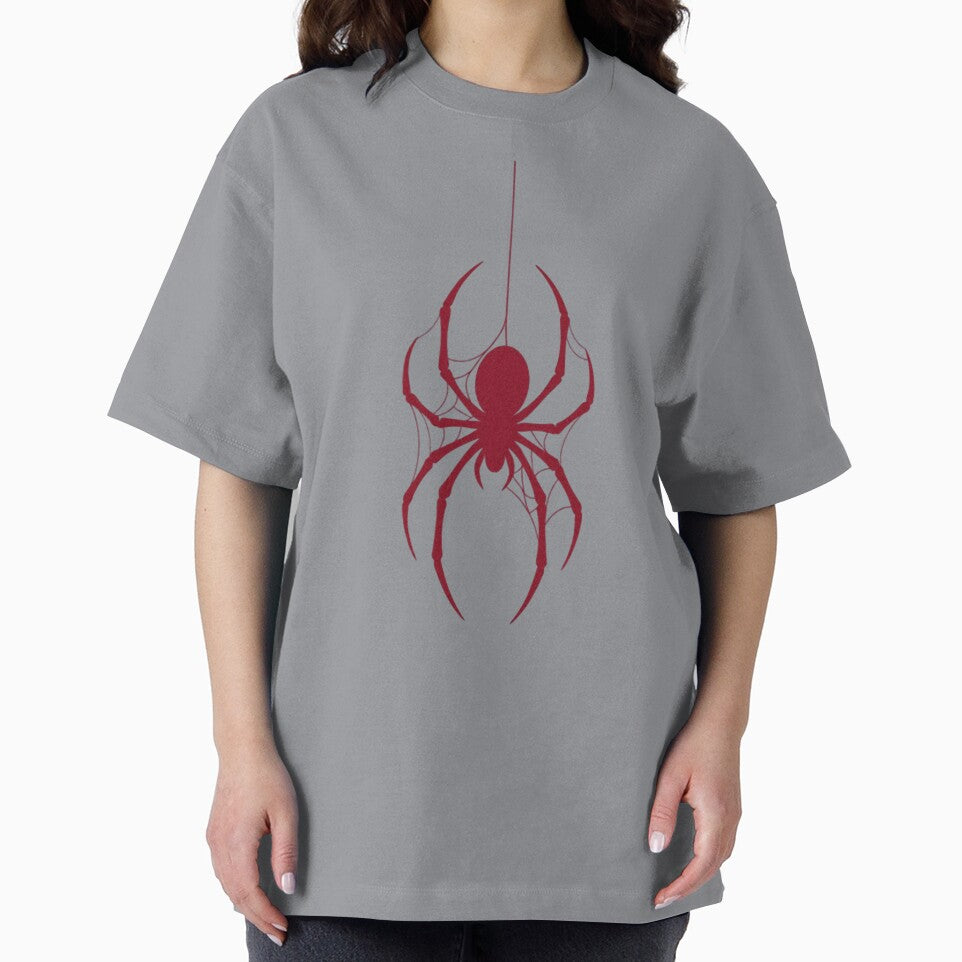 Crimson Hanging Spider Silhouette Gothic Web Art - Spider Man Brand New Day Casual Print T-Shirt