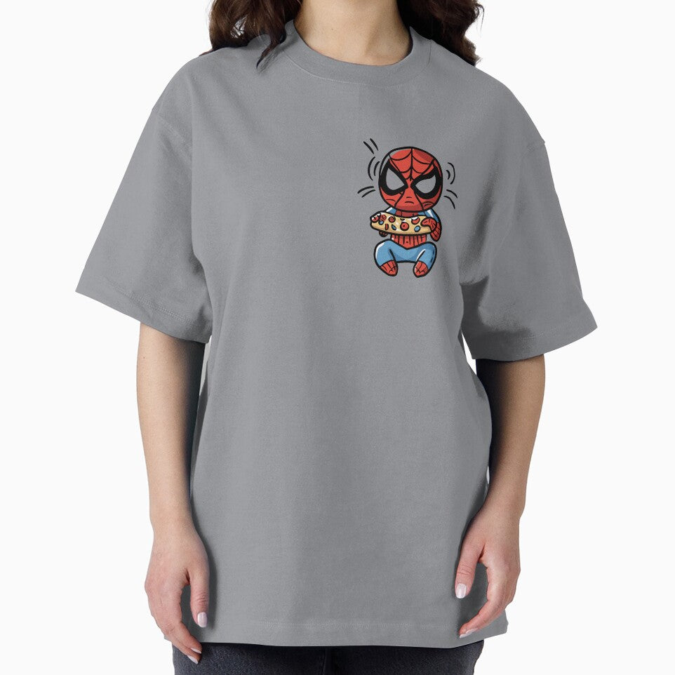 Baby Spidey Munching Pizza - Trendy Hilarious Comic Spider Art Eating Food Meme Cartoon Costume Vintage-Inspired T-Shirt