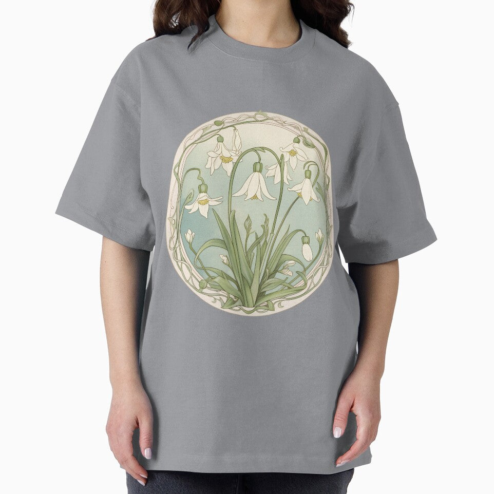 Art Nouveau Inspired Blooming Spring Snowdrops Retro Style Tee