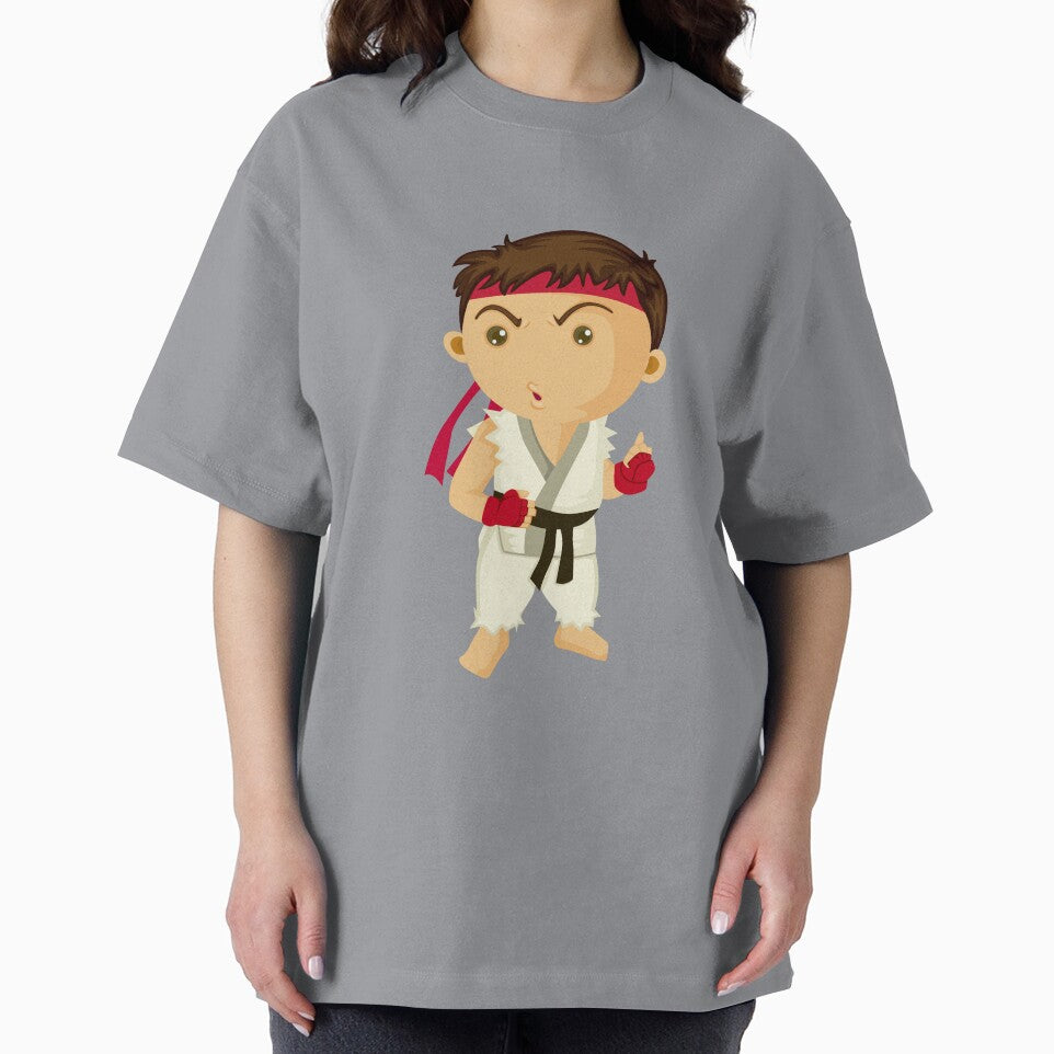Cute Chibi Street Fighter Martial Artist Sticker | Kawaii Fighting Game Character Retro Style Tee