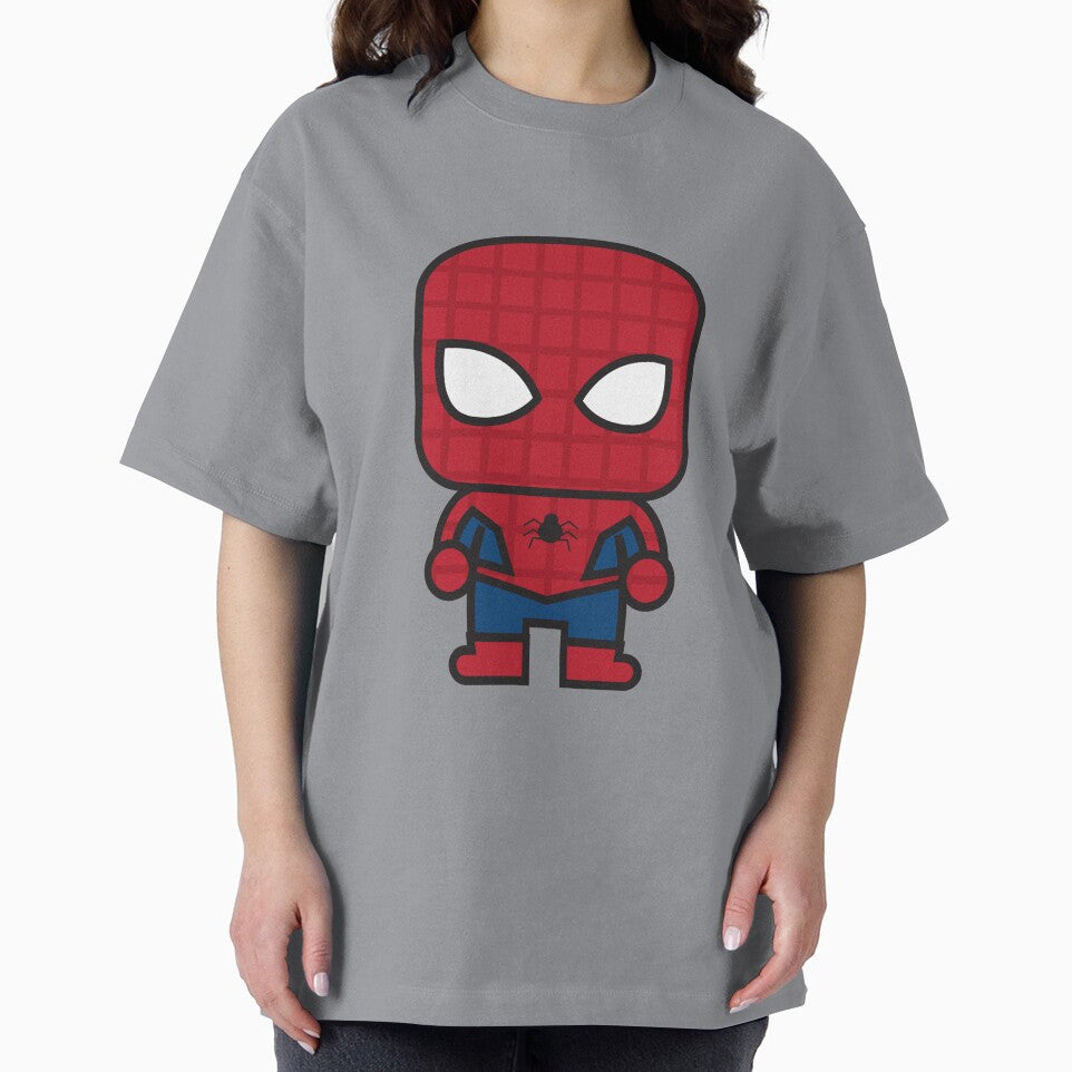 Cute Web Hero Chibi ÿ Kawaii Masked Superhero Cartoon | Minimal Comic Style Design Graphic T-Shirt