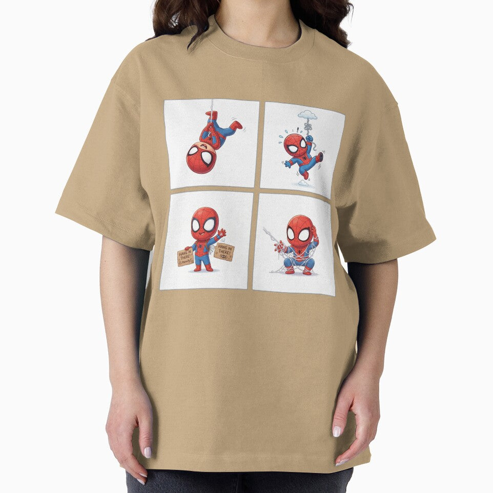 Cute Web Hero Motivational Set | Hang In There Cartoon Superhero | Funny Chibi Character Bundle Retro Style Tee