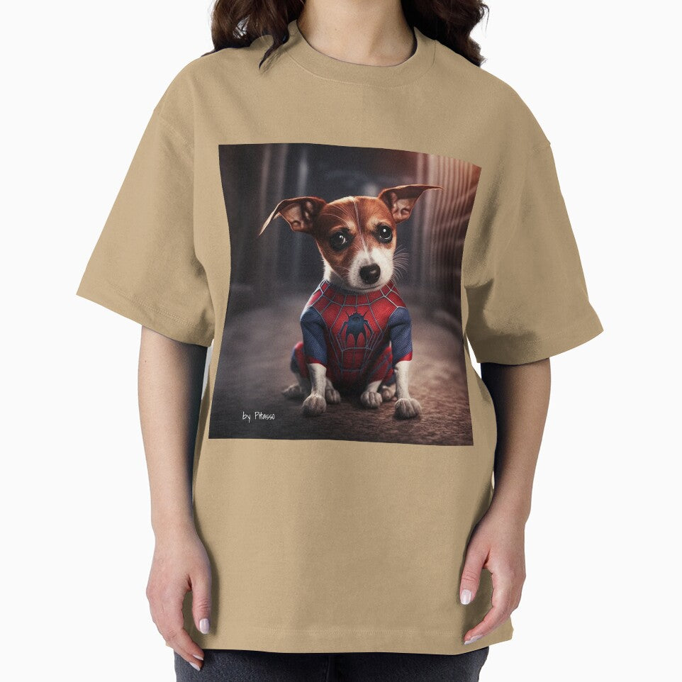 Cute dog wearing a spiderman costume - Jack Russel Terrier spiderman Retro Style Tee