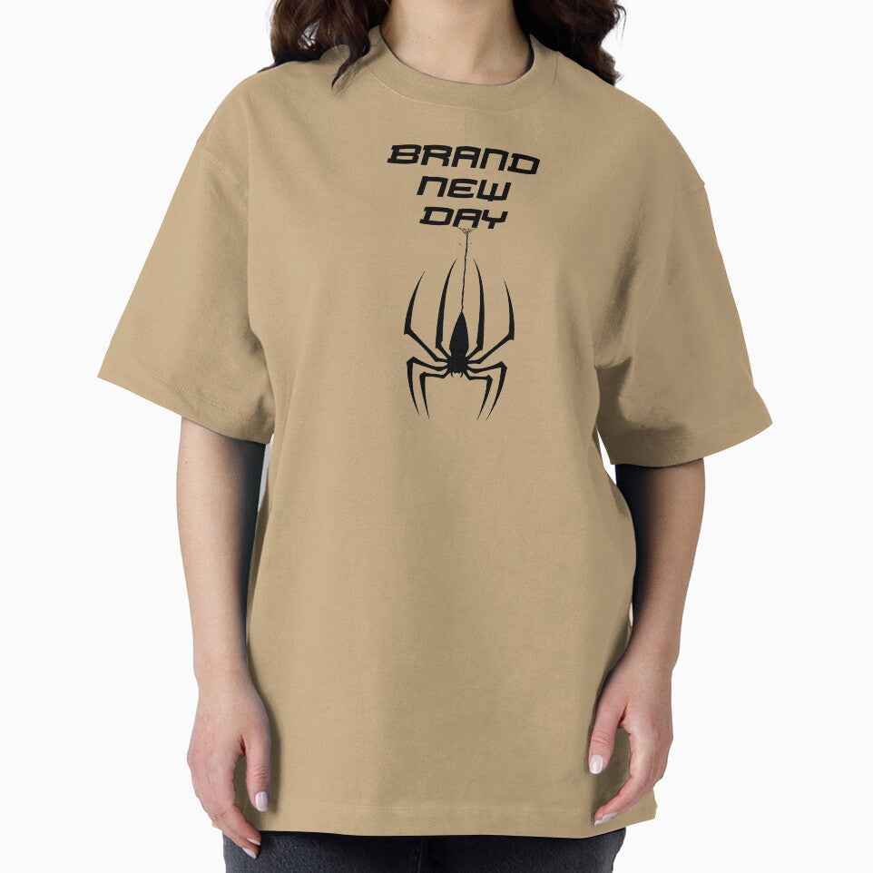 Brand New Day Spiderman Web T-Shirt, Gothic Streetwear Tee, Minimal Spider Graphic Shirt, Dark Aesthetic Halloween Clothing Casual Print T-Shirt