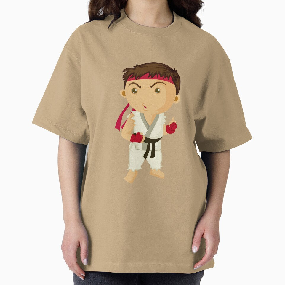 Cute Chibi Street Fighter Martial Artist Sticker | Kawaii Fighting Game Character Retro Style Tee