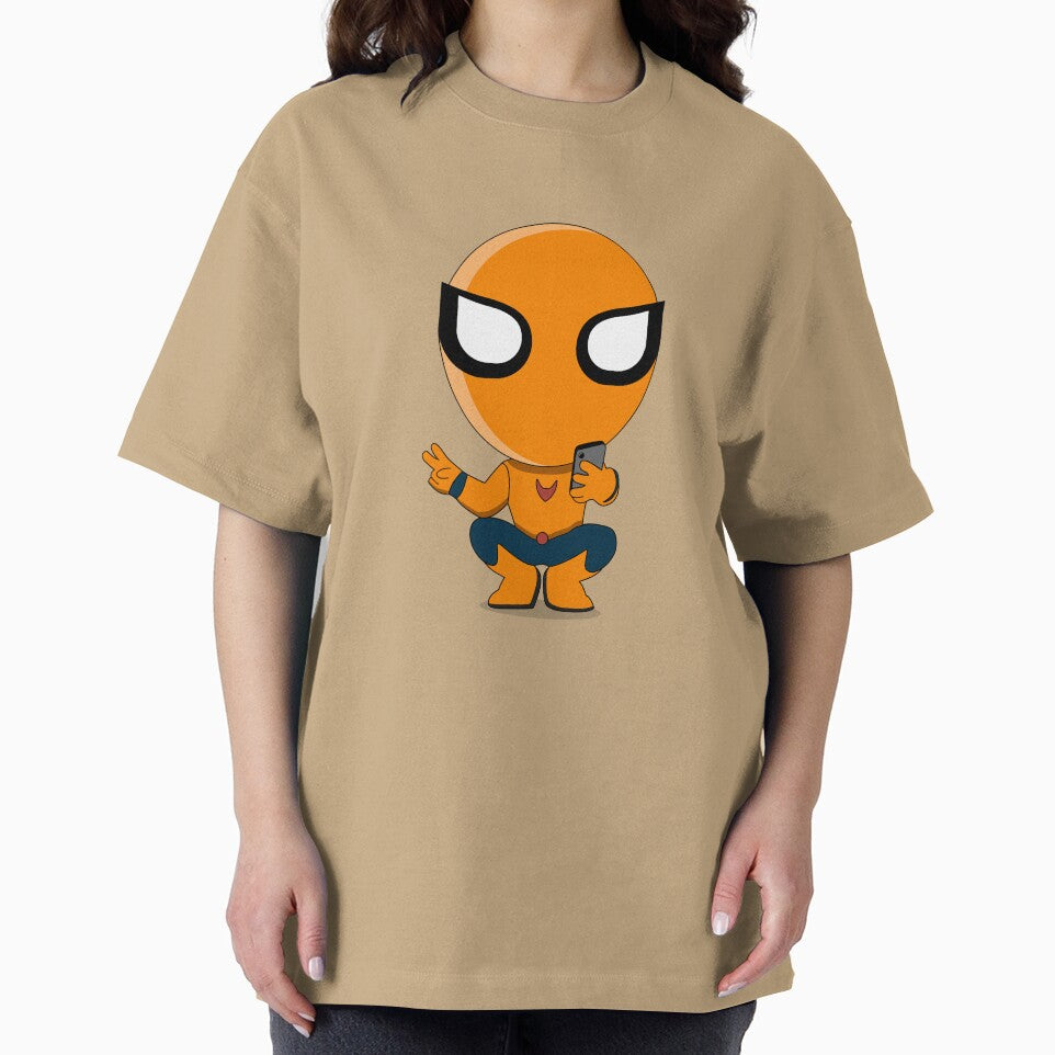 Cute Orange Superhero Mascot Sticker | Chibi Cartoon Hero Character | Cute Orange Superhero Mascot Cartoon Sticker | Chibi Comic Character Graphic T-Shirt