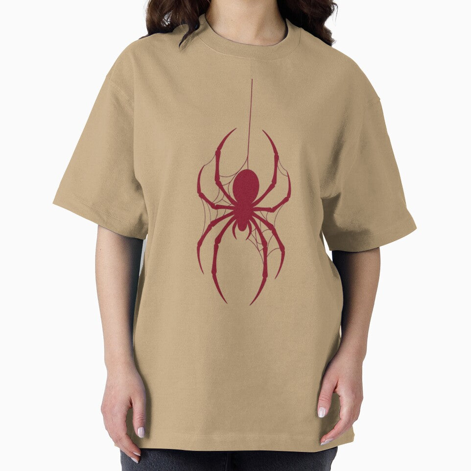 Crimson Hanging Spider Silhouette Gothic Web Art - Spider Man Brand New Day Casual Print T-Shirt
