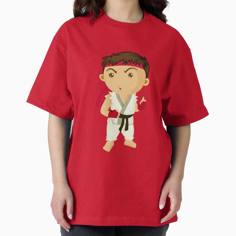 Cute Chibi Street Fighter Martial Artist Sticker | Kawaii Fighting Game Character Retro Style Tee