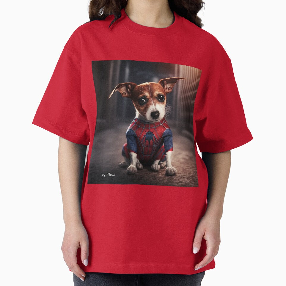 Cute dog wearing a spiderman costume - Jack Russel Terrier spiderman Retro Style Tee