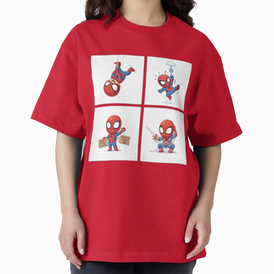 Cute Web Hero Motivational Set | Hang In There Cartoon Superhero | Funny Chibi Character Bundle Retro Style Tee