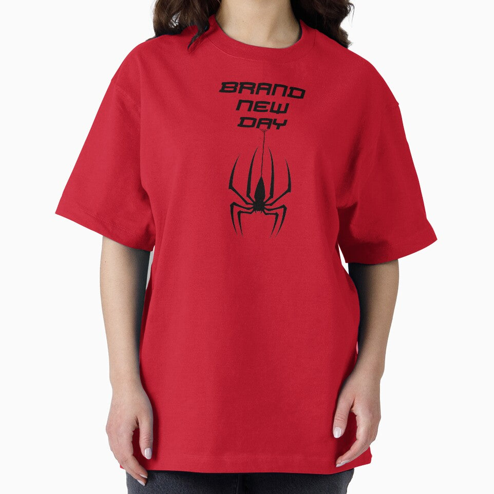 Brand New Day Spiderman Web T-Shirt, Gothic Streetwear Tee, Minimal Spider Graphic Shirt, Dark Aesthetic Halloween Clothing Casual Print T-Shirt