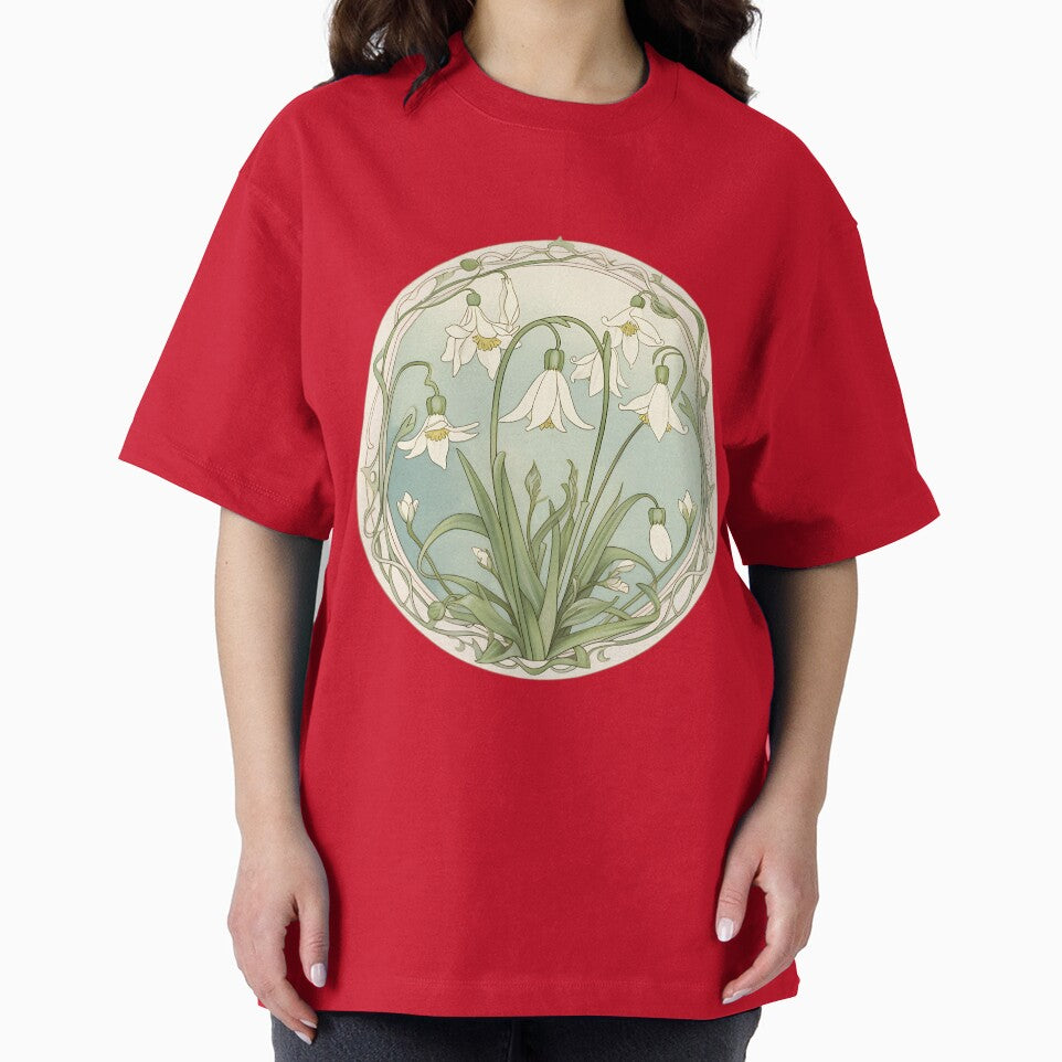 Art Nouveau Inspired Blooming Spring Snowdrops Retro Style Tee
