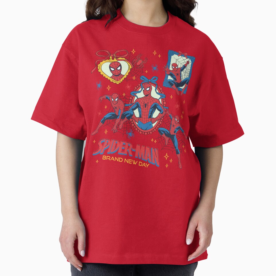 Comic Style Web Hero Collage With Bow Frame Design Graphic T-Shirt