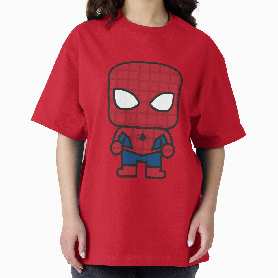 Cute Web Hero Chibi ÿ Kawaii Masked Superhero Cartoon | Minimal Comic Style Design Graphic T-Shirt