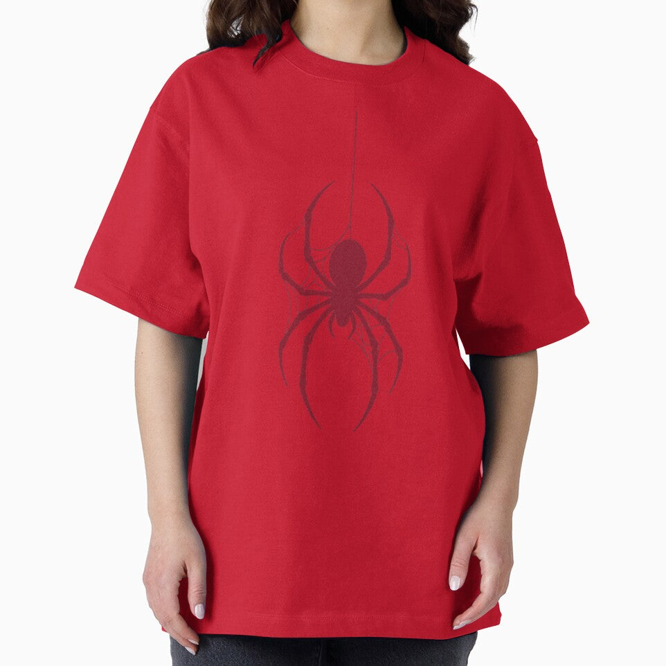 Crimson Hanging Spider Silhouette Gothic Web Art - Spider Man Brand New Day Casual Print T-Shirt