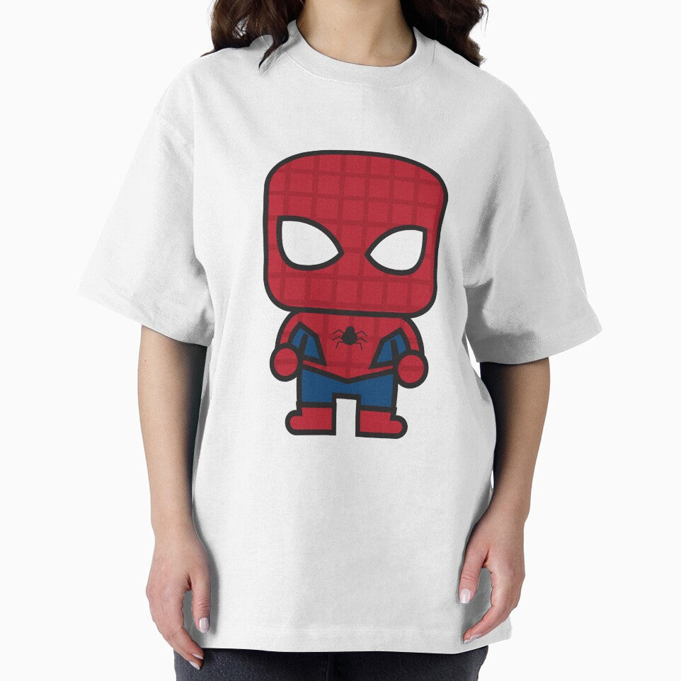 Cute Web Hero Chibi ÿ Kawaii Masked Superhero Cartoon | Minimal Comic Style Design Graphic T-Shirt