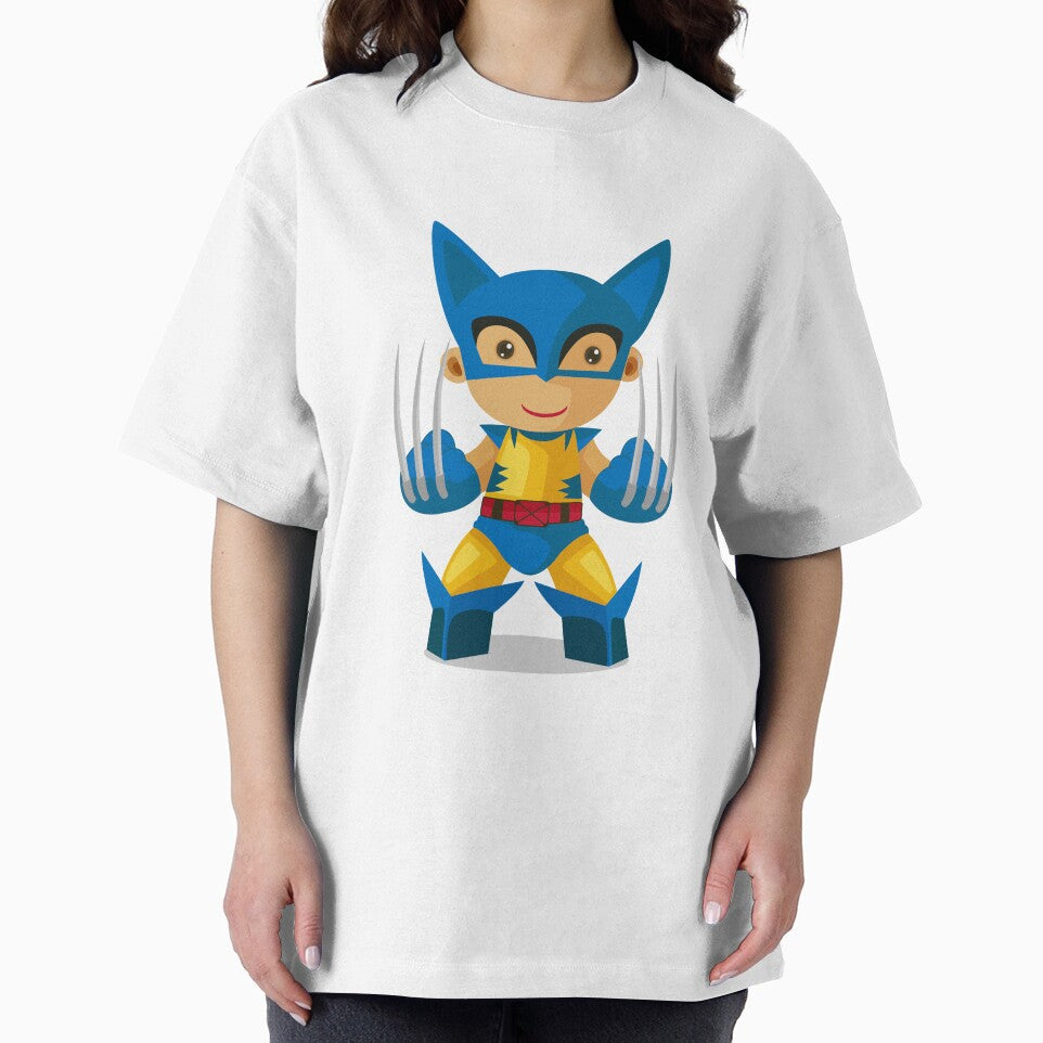 Cute Chibi Wolverine Superhero Cartoon Sticker | Adorable Comic Hero Vector Art Classic Graphic Shirt