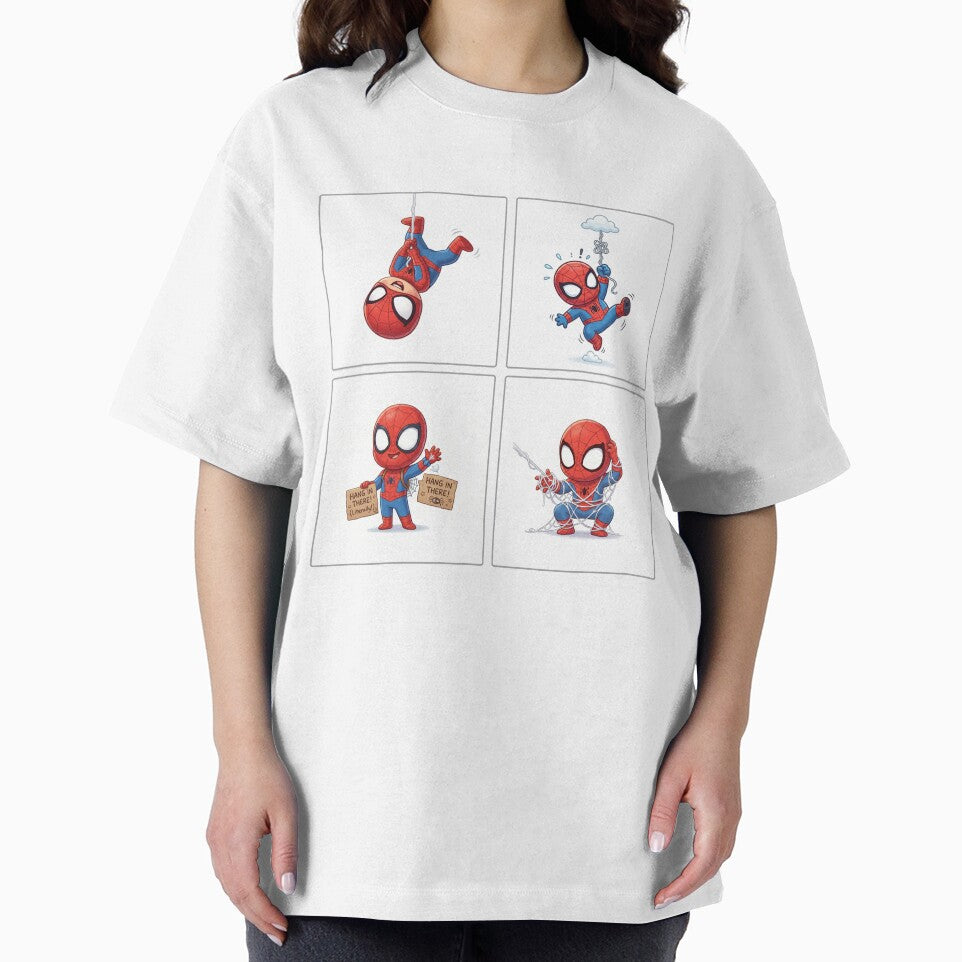 Cute Web Hero Motivational Set | Hang In There Cartoon Superhero | Funny Chibi Character Bundle Retro Style Tee