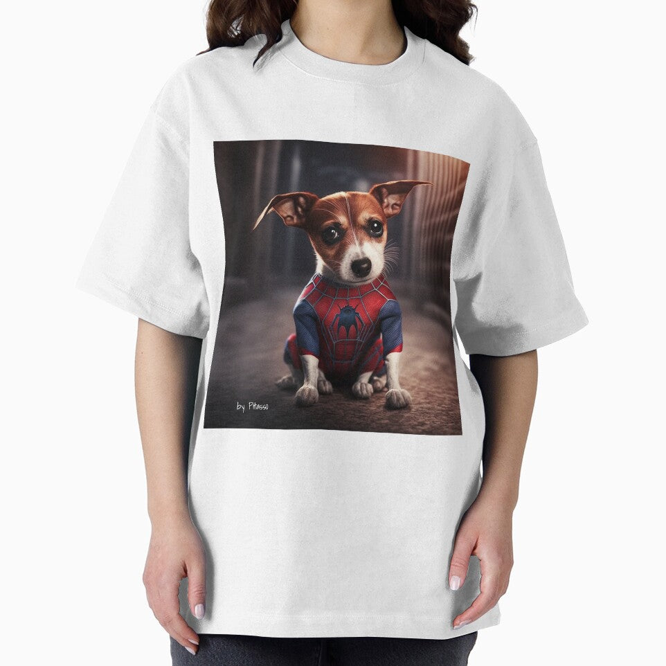 Cute dog wearing a spiderman costume - Jack Russel Terrier spiderman Retro Style Tee