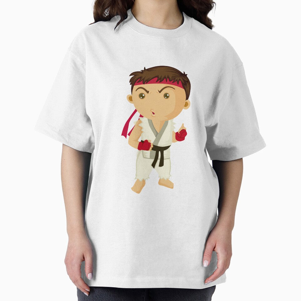 Cute Chibi Street Fighter Martial Artist Sticker | Kawaii Fighting Game Character Retro Style Tee