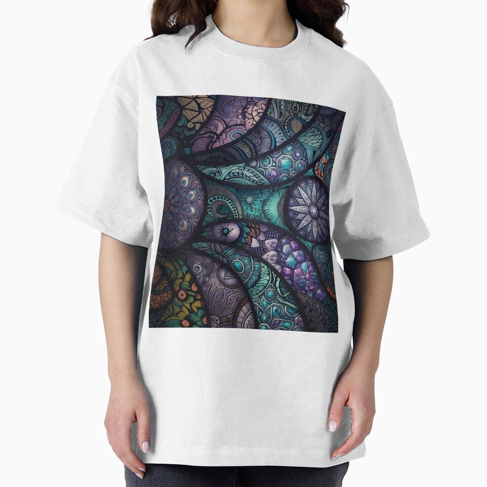 Abstract Boho Mandala Mosaic Pattern Everyday Graphic Tee
