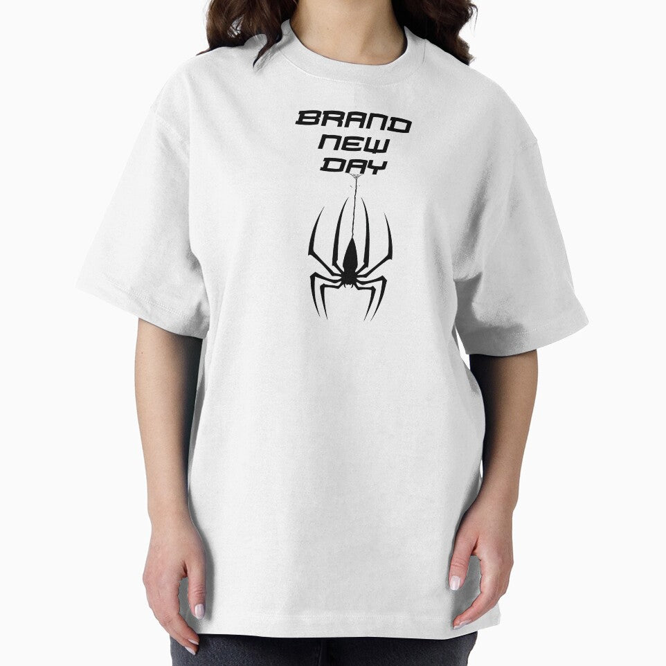 Brand New Day Spiderman Web T-Shirt, Gothic Streetwear Tee, Minimal Spider Graphic Shirt, Dark Aesthetic Halloween Clothing Casual Print T-Shirt