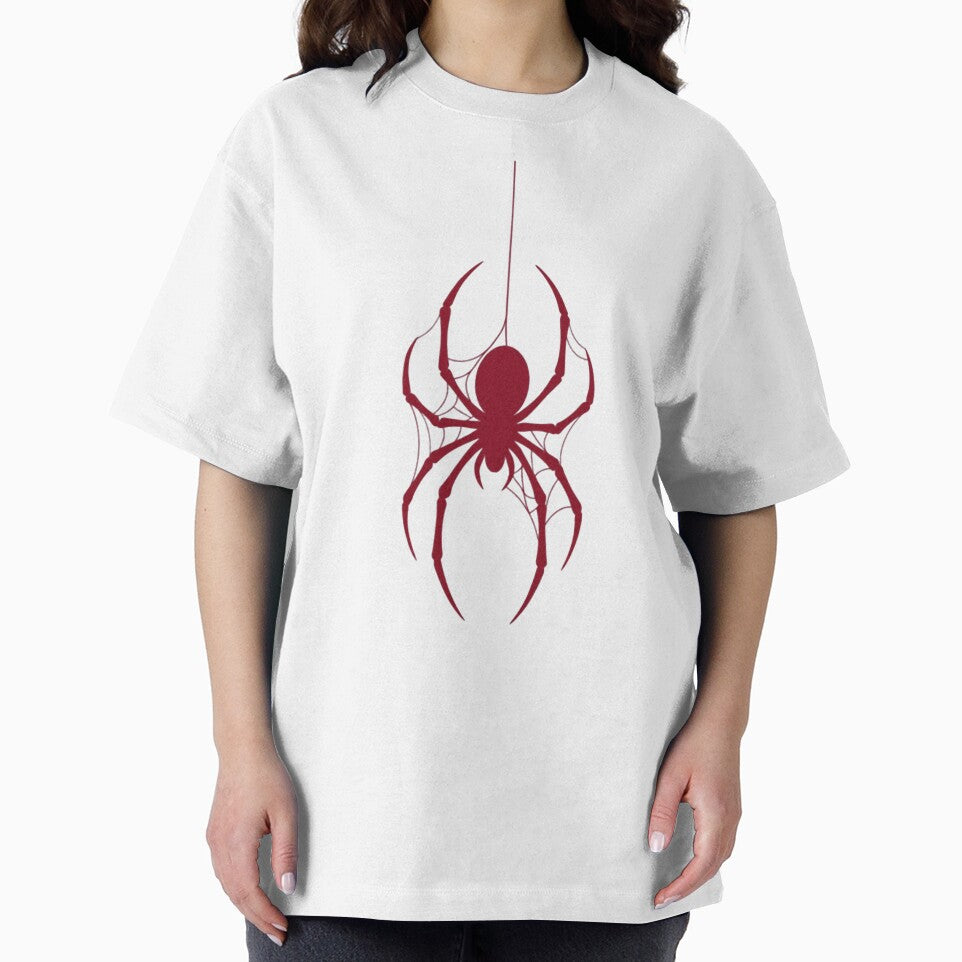 Crimson Hanging Spider Silhouette Gothic Web Art - Spider Man Brand New Day Casual Print T-Shirt